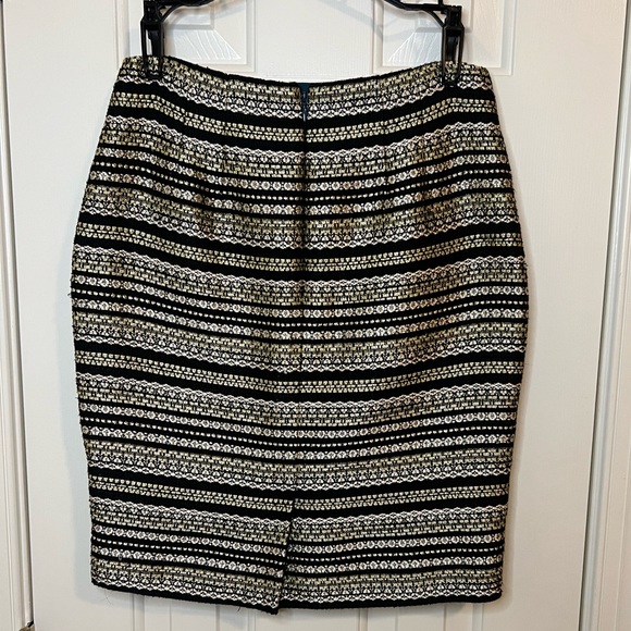 Talbots tweed pencil skirt 2 petite gold black silver - Picture 4 of 7